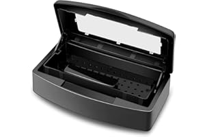 LXIANGN Nail Art Tool Sterilizer Tray,Plastic Clean Sterilizing Box Storage Organizer for Nail,Tweezers,Hair Salon,Spa & Cutter Manicure Equipment (Upgrade - Black)