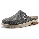 UPIShi Men's Arch Support Orthopedic Plantar Fasciitis Relief Slippers Canvas House Indoor Outdoor Slip On Loafers Non-Slip Casual Shoes