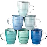 vancasso Bonita 12 Oz Coffee Mugs Set of 6, Ceramic Coffee Cups for Cappuccino, Latte, Tea, Cocoa, Cool Color