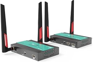 Mirabox Wireless HDMI Transmitter and Receiver Extender 1x4-200m(656Ft) 5.8GHz 1080P@60Hz Audio Video Extender Kit with IR and HDMI Loop-Out for TV,DSLR Camera,Projector,DVR,Laptop,PS5,Switch