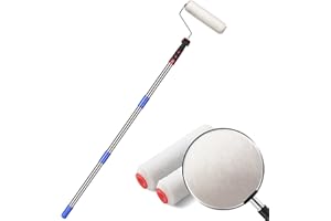 HOSKO 6FT Paint Roller Kits - 9.5 inches Roller Frame with 3 Paint Roller Covers and 60 inches Stainless Steel Detachable Handle - for Painting Walls and Ceiling