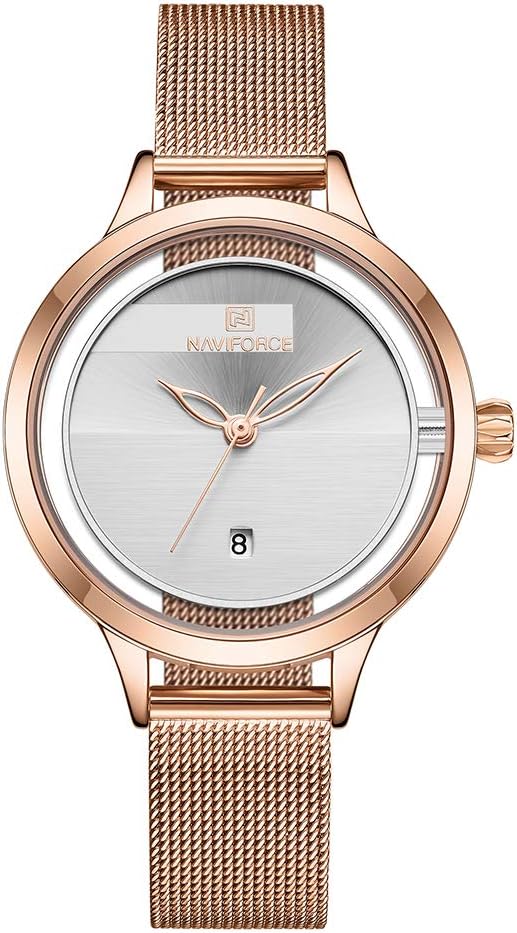 Women's Fashion Minimalist Waterproof Wrist Watch Analog Date with Stainless Steel Mesh Band