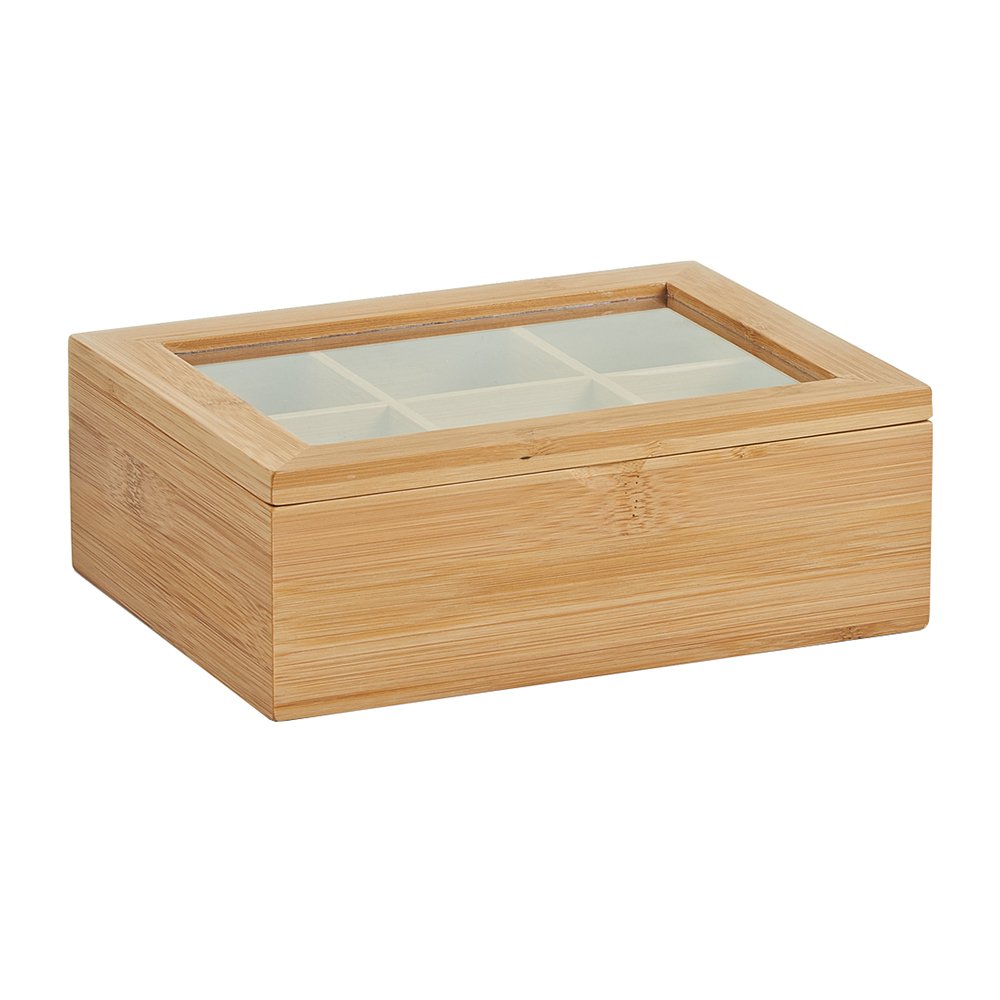 Zeller Tea Box, Wood, Multi-Colour, 21 x 16 x 7.5 cm