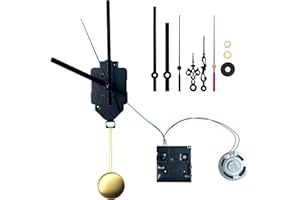 WinTaim 12888 Westminster Melody Chime Box Clock Mechanism with Pendulum and 2 Sets of Hands, Design Your Creative Wall Clock, Suitable for 8-14 inch Grandfather Clock Parts Replacement (17mm)
