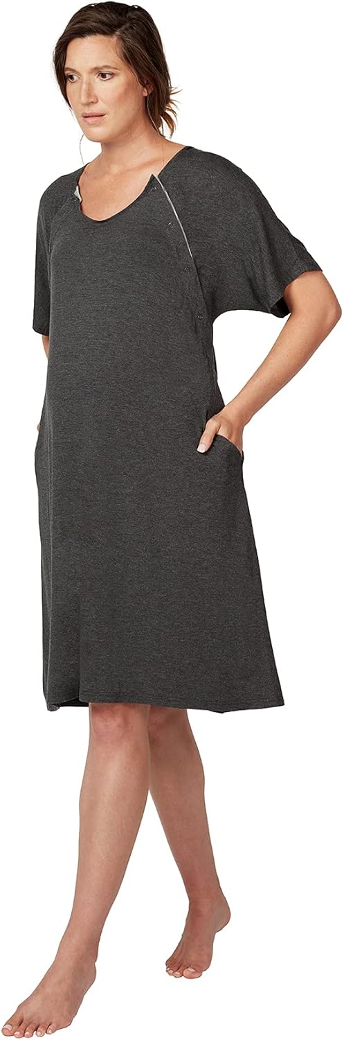 Frida Mom Delivery and Nursing Gown | Easy-Snap, Tagless, Skin-to-Skin Access for Nursing and Full Coverage in The Back: Health & Personal Care