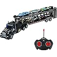 CALEST Remote Control Car Transporter Truck Includes 6 Cars, 14" 1:48 Car Transporter Semi Truck Toy, Equipped with 2 Rechargeable Batteries, Gifts Ideas for Boys Age 3-8 Year Old