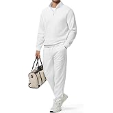 JMIERR Men's Quarter Zip Polo Tracksuit Joggers 2 Piece Set | Lightweight Twill Feel, Slight Stretch, Quarter Zip Polo Collar, 3-Pocket Joggers, 2 Piece Set, Clean Outfit