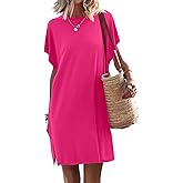 ANRABESS Women’s Summer T Shirt Dress 2026 Beach Vacation Travel Outfits Casual Simple Soft Mini Sundress Cover Up Clothes