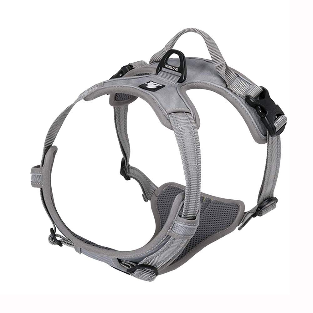 TrueLove Dog Harness TLH5651 No-pull Reflective Stitching Ensure Night Visibility, Outdoor Adventure Big Dog Harness Perfect Match Puppy Vest Now Available (Gray,L)