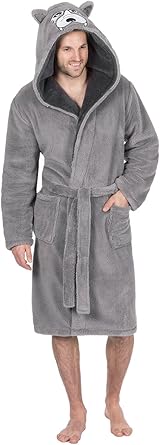 mens sherpa lined flannel robe