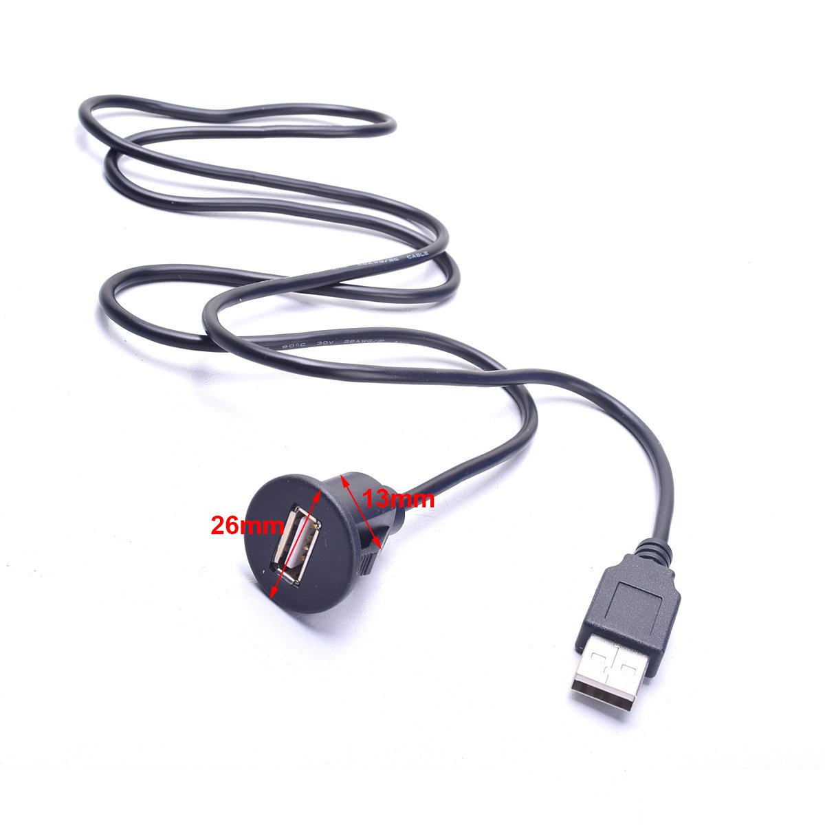 Universal Auto Usb Extension Cable Dashboard Flush Mount For Car