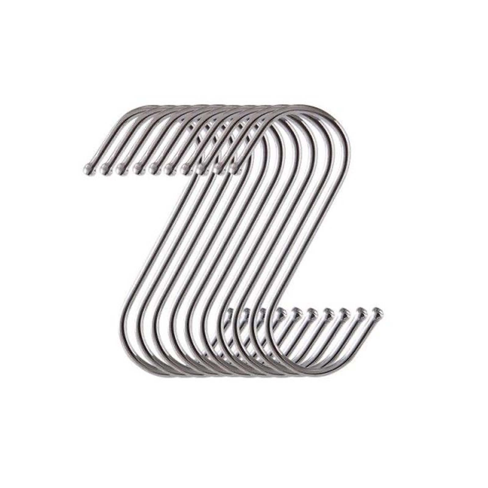 Yesmin 10 Pack in S Shaped Hooks Hanging Hooks Hangers for Bathroom, Bedroom, Office and Kitchen(Silver & Medium)