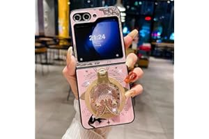 Sohapea for Samsung Galaxy Z Flip 6 Case Cute Butterfly Ring Stand,Galaxy Flip 6 Case Bling Diamond Glitter Girly Heart Design,Flip 6 Phone Case Magnetic Compatible with Magsafe for Girls Women Pink