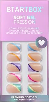 BTArtbox Press On Nails Short 30 Pcs French Tip with Glue Tabs 15 Sizes view 3