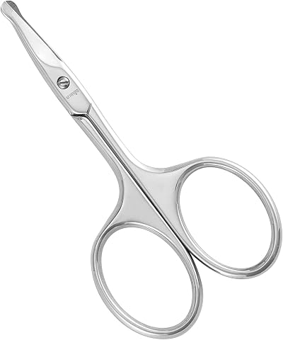 LIVINGO 9cm Curved Nose Hair Scissors Premium Stainless Steel Safety Blades
