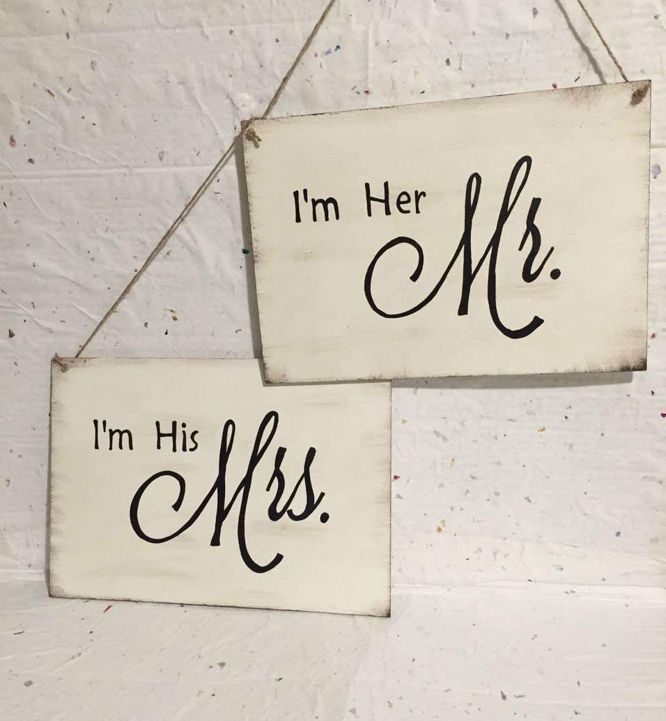 Cartelli Per Sedia Matrimonio Sposa E Sposo Oppure Mrs E Mr Amazon It Handmade