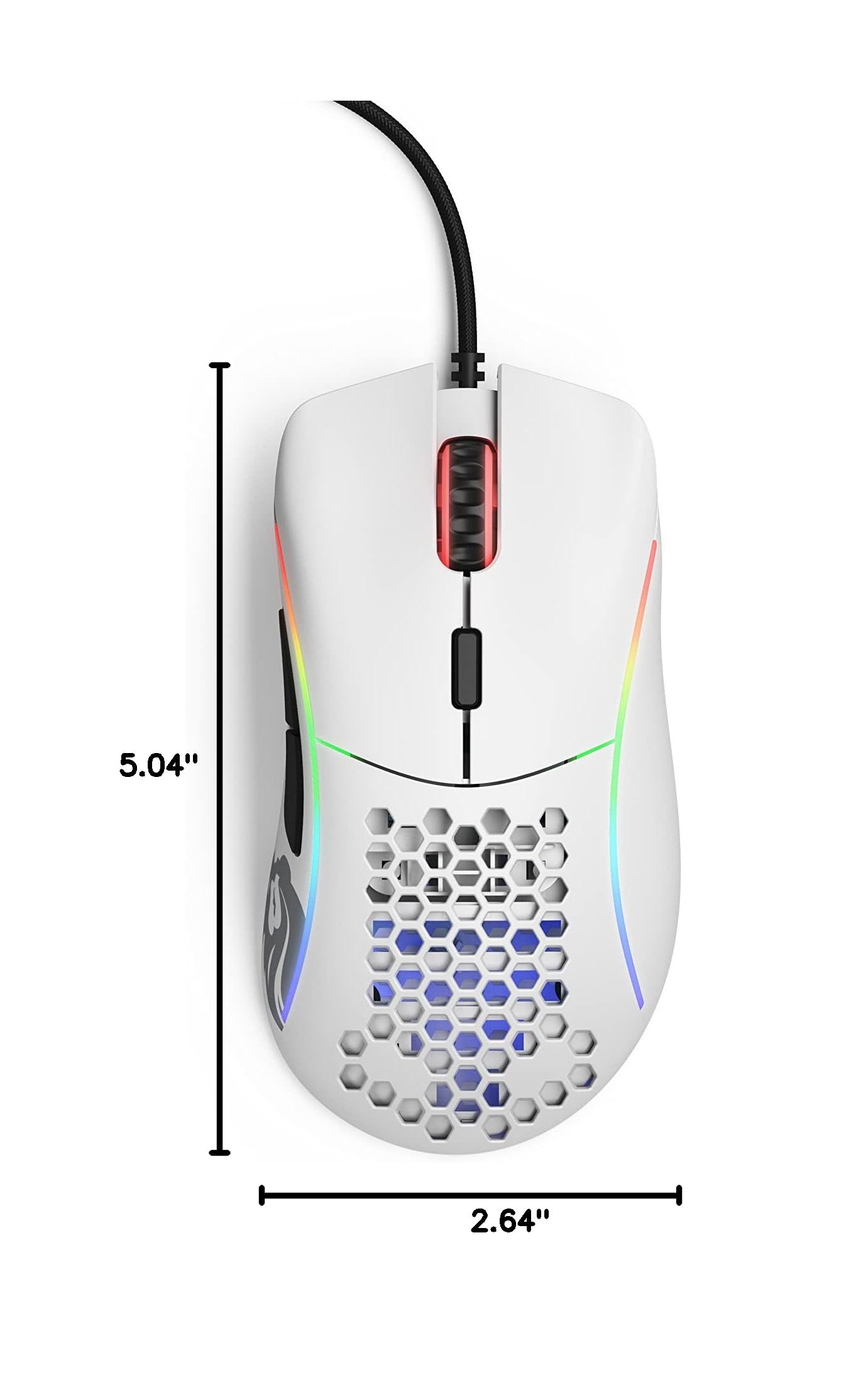 Glorious Model D Wired Gaming Mouse - 68g Superlight Honeycomb Design, RGB, Ergonomic, Pixart 3360 Sensor, Omron Switches, PTFE Feet, 6 Buttons - Matte White
