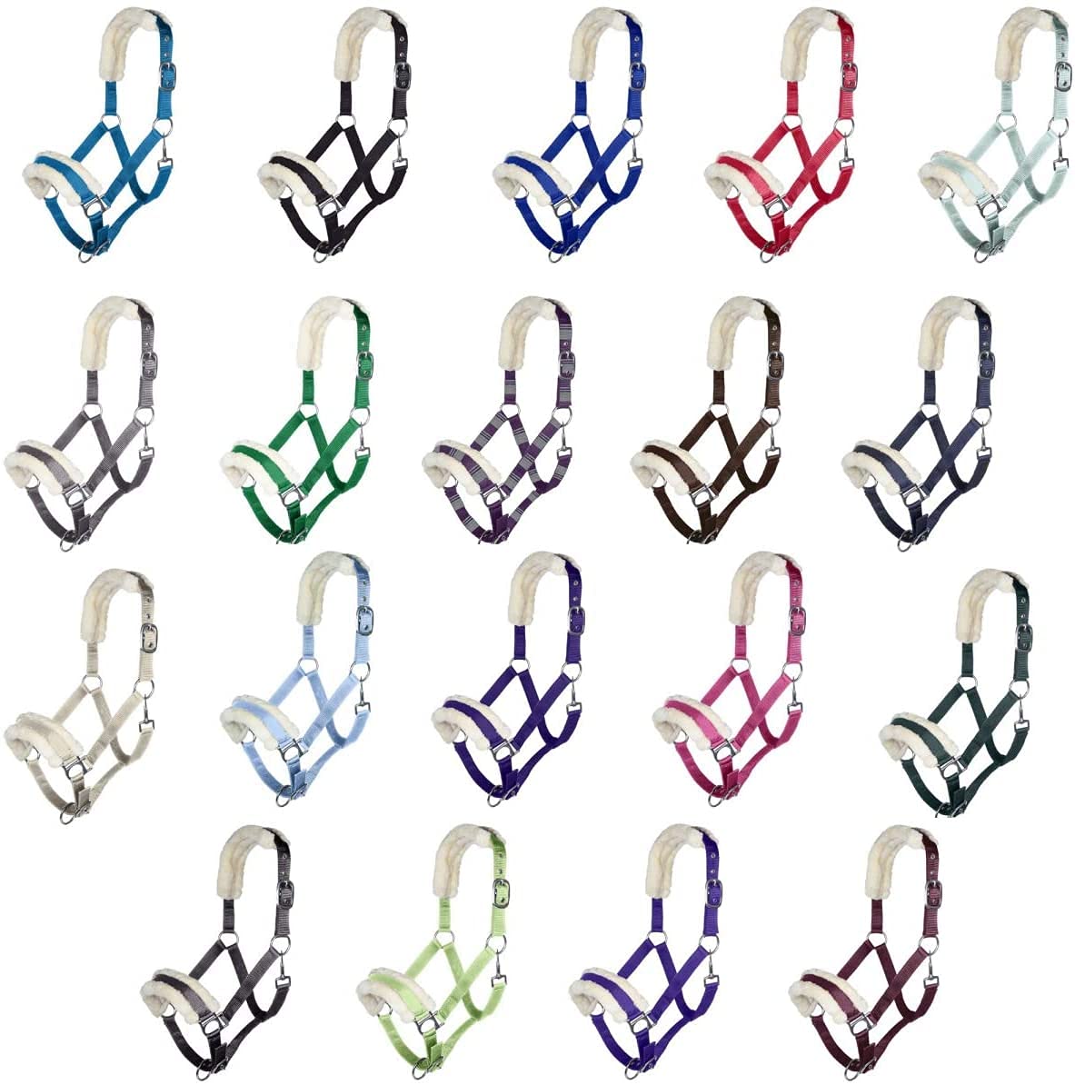 HKM 11796 Bischofshofen Headcollar Plush Padding Horse Halter Lime, Pony