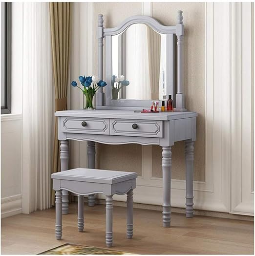 grey and wood dressing table