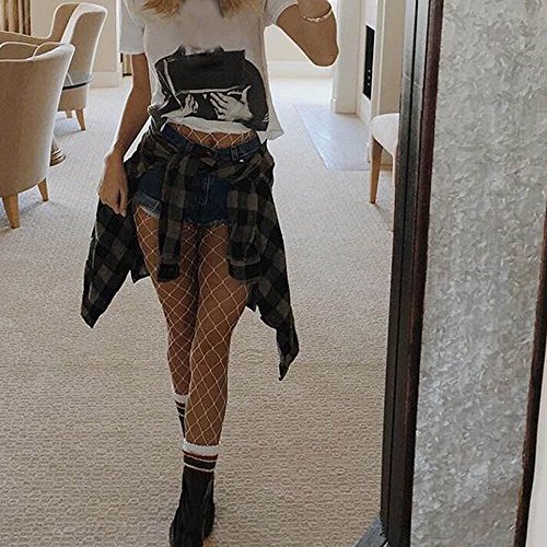 Elaco Women Sexy Hosiery Fishnet Elastic Thigh High Stockings Pantyhose Tights (C)
