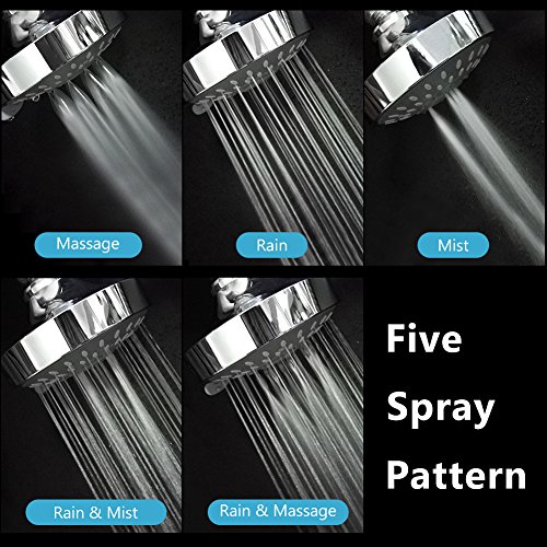 Shower Head High Pressure 4 Inch Showerhead 5setting Adjustable Shower Head, Rain Shower Head 2