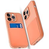 OBHEI Silicone Wallet Phone Case for iPhone 14 Pro 6.1 Inch with Credit Card Holder Pocket, Full-Body Bumper Protection Camera Protect Case (Orange)