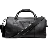 Full Grain Leather Duffle Bag – 25L Travel, Gym & Carry-On Weekender for Men | Handcrafted Overnight Bag with Brass Hardware, Black Style