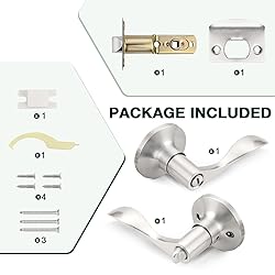 GOBEKOR 3 Pack Satin Nickel Privacy Door Handles