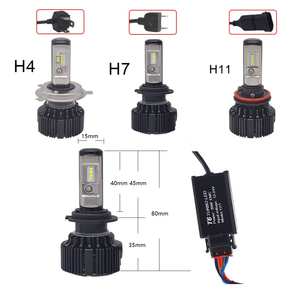 LED Headlight Bulbs Kit H7 -All-In-One Conversion Kit - Csp Chip - 6000Lm 6000K Cool White Waterproof IP67-3 Year Warranty (Pack of 2) [Energy Class A+++] …