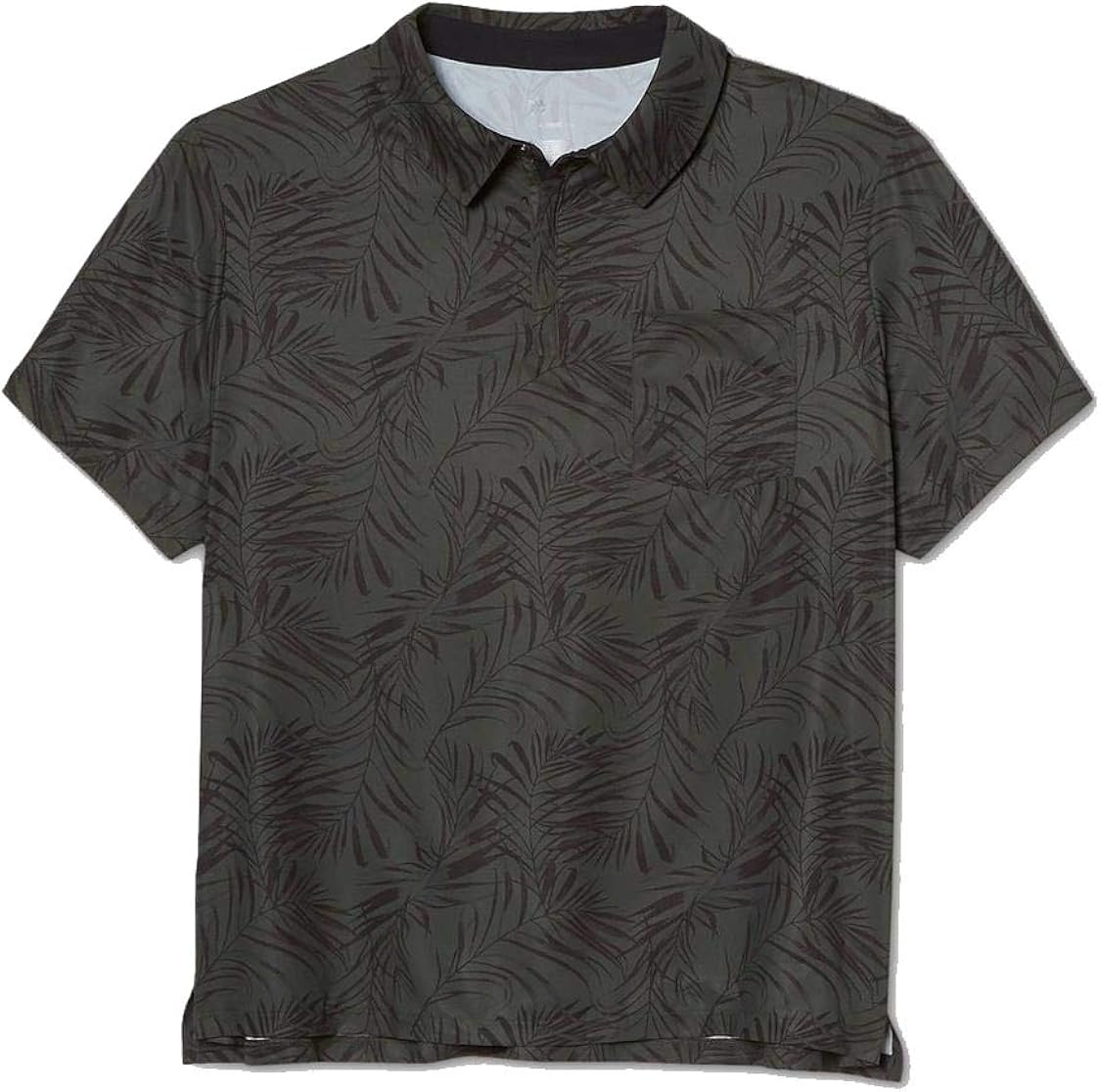 All in Motion Men's Stretch Woven Golf Polo Shirt (Green Palm Print, L) at Amazon Men’s Clothing