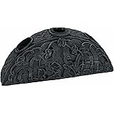 Enchanting Gothic Triple Taper Candle Holder with Grey Stone Finish and Endless Knot Design - 8 Inches Long - A Darkly Elegant Accent for Halloween, Rituals, and Altars