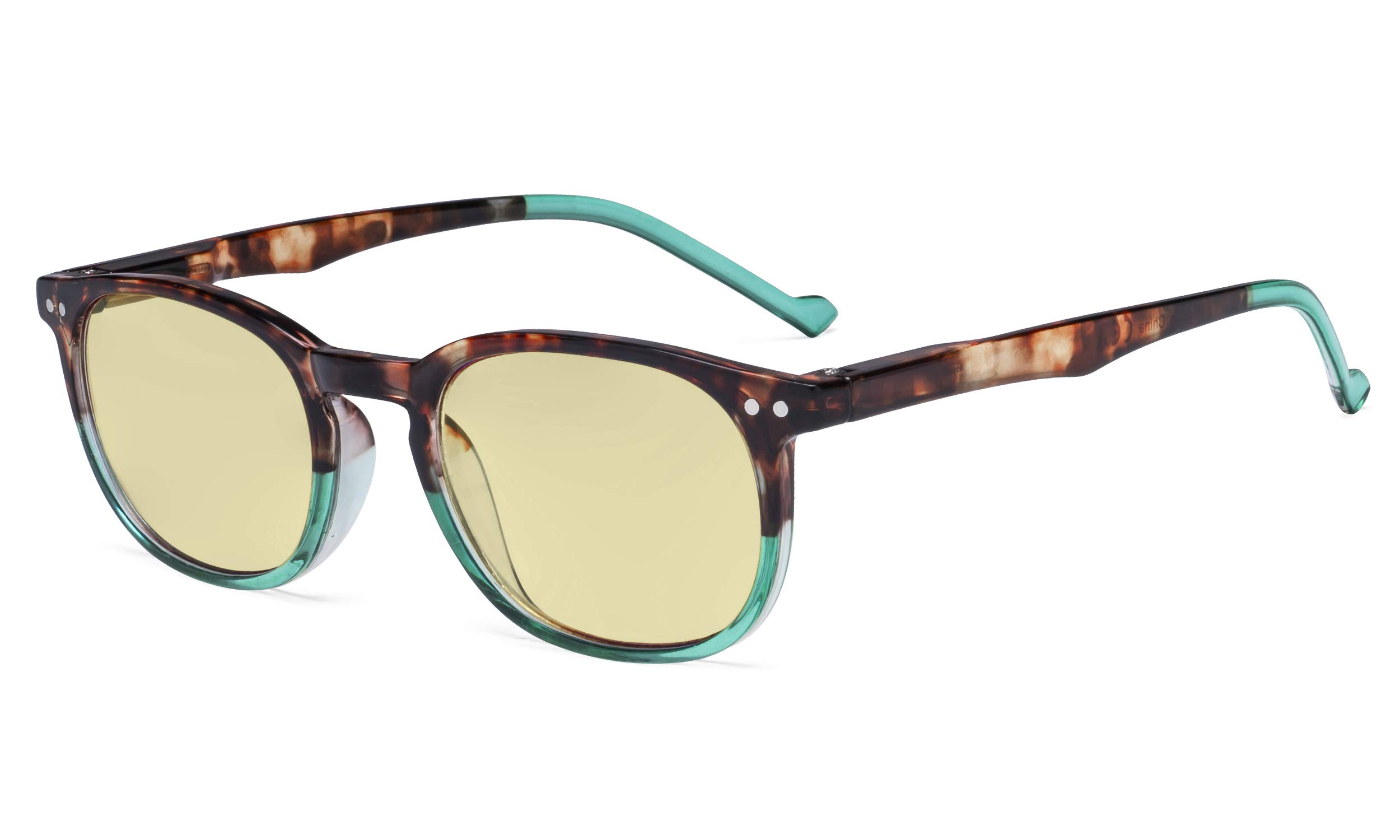 Eyekepper Retro Blue Light Glasses Women Men - Blocking Ray Screen Glare Computer Reading Glasses with Yellow Filter Lens - Tortoise/Green — image 1