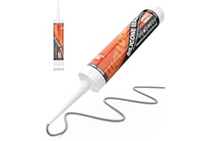WELLUCK Grey Silicone Caulk, 100% Waterproof Silicone Sealant Adhesive Caulking,for RV, Kitchen,Bathroom, Window, Door, Glass,10.2FL.OZ/300ML（1 Pack）