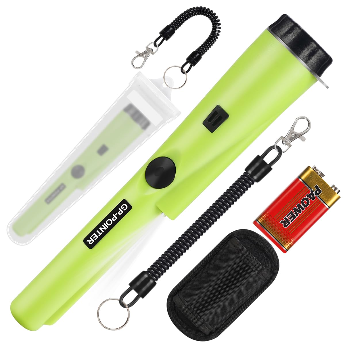 Metal Detector Pinpointer for metal detecting,Treasure Hunting, 360°Search Gold Treasure Pinpointing Finder Probe with Belt,Holster, LED,Waterproof Tool Accessories for Adults,Kids (Light Green)