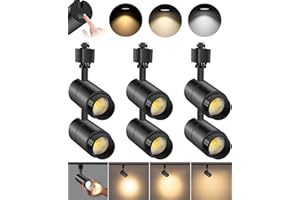 VANoopee 3-Color Zoomable 10W LED Track Lighting Heads H Type Track Light Heads Dimmable Bright Ceiling Spotlight Fixtures Accent Art, 3000K 4000K 5000K Adjustable, CRI90+ 15°-60° 1000lm Black 6 Pack