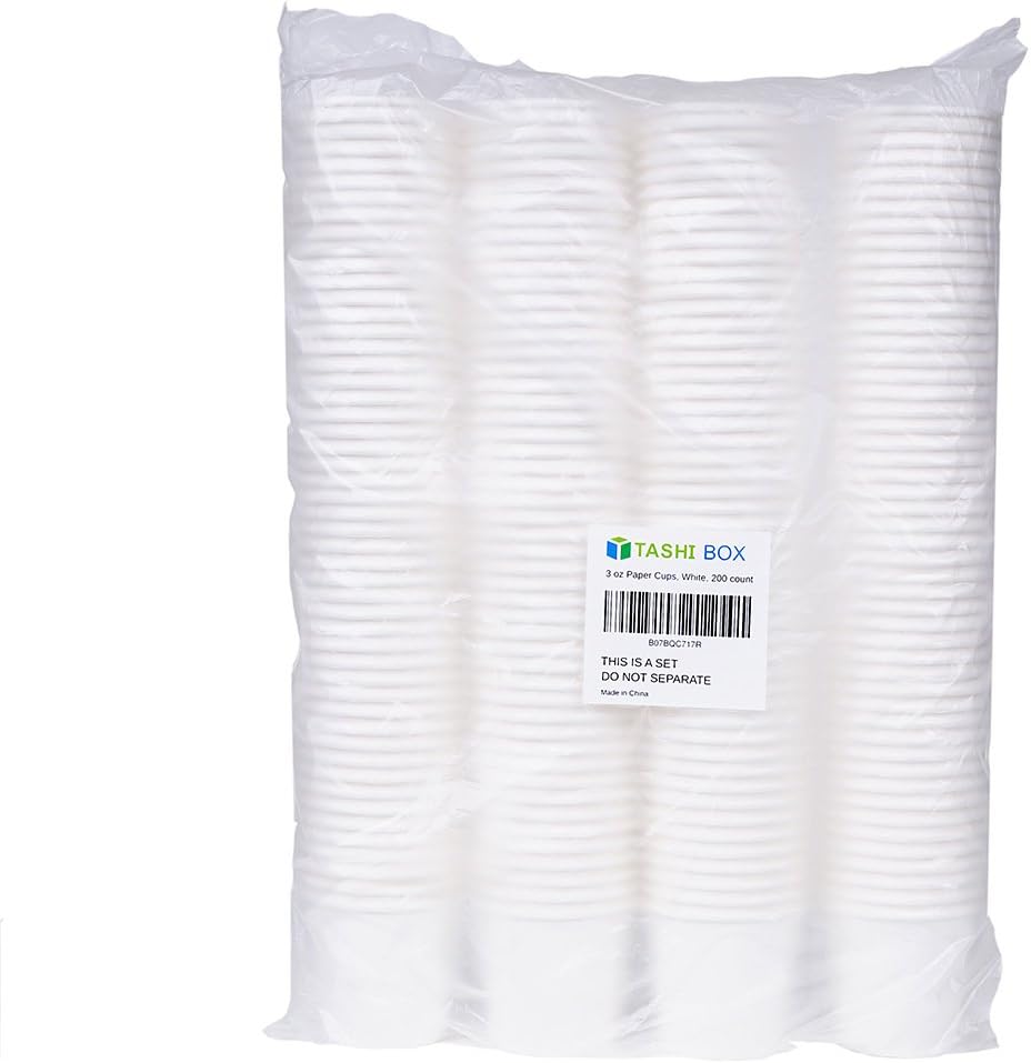 [TashiBox] 3 oz white paper bath cups, 200 count (200): Kitchen & Dining
