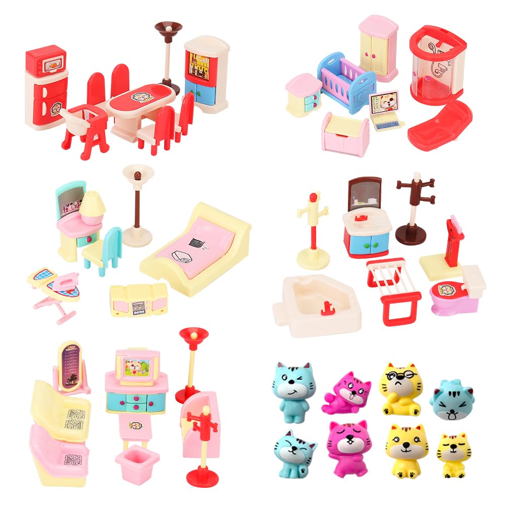 50 Pack Kids Little Dollhouse Furniture Toys House Big Dreams for Baby Children Girls Boys Age 3+