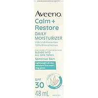 Aveeno® Calm + Restore Daily Moisturizer, SPF 30, 100% Mineral Actives, Broad Spectrum, Non-comedogenic Sensitive Skin, Oat,