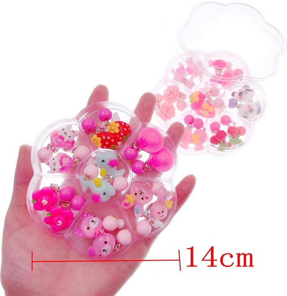 JZK 14 works plastic pink cute girls clip on earrings set toy jewelry for 4-7 years old girls birthday gift party favours giveaways thank you gift - Image 5