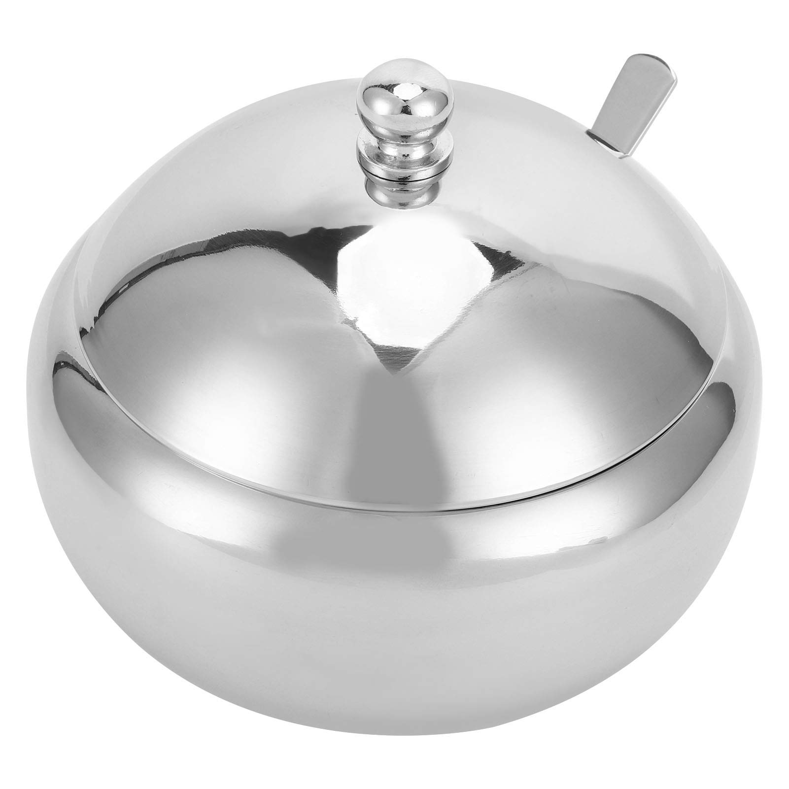 Fdit Stainless Steel Sugar Bowl, 304 Stainless Steel Bowl Container Includes Stainless Steel Spoon with Lid Household Supplies Suitable for Home and Kitchen(1#)