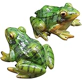 Frog Statue Ornaments - Resin Frogs Micro Landscape Craft Animal Sculpture 2pcs for Garden Yard Patio Fairy Garden Accessories Decor