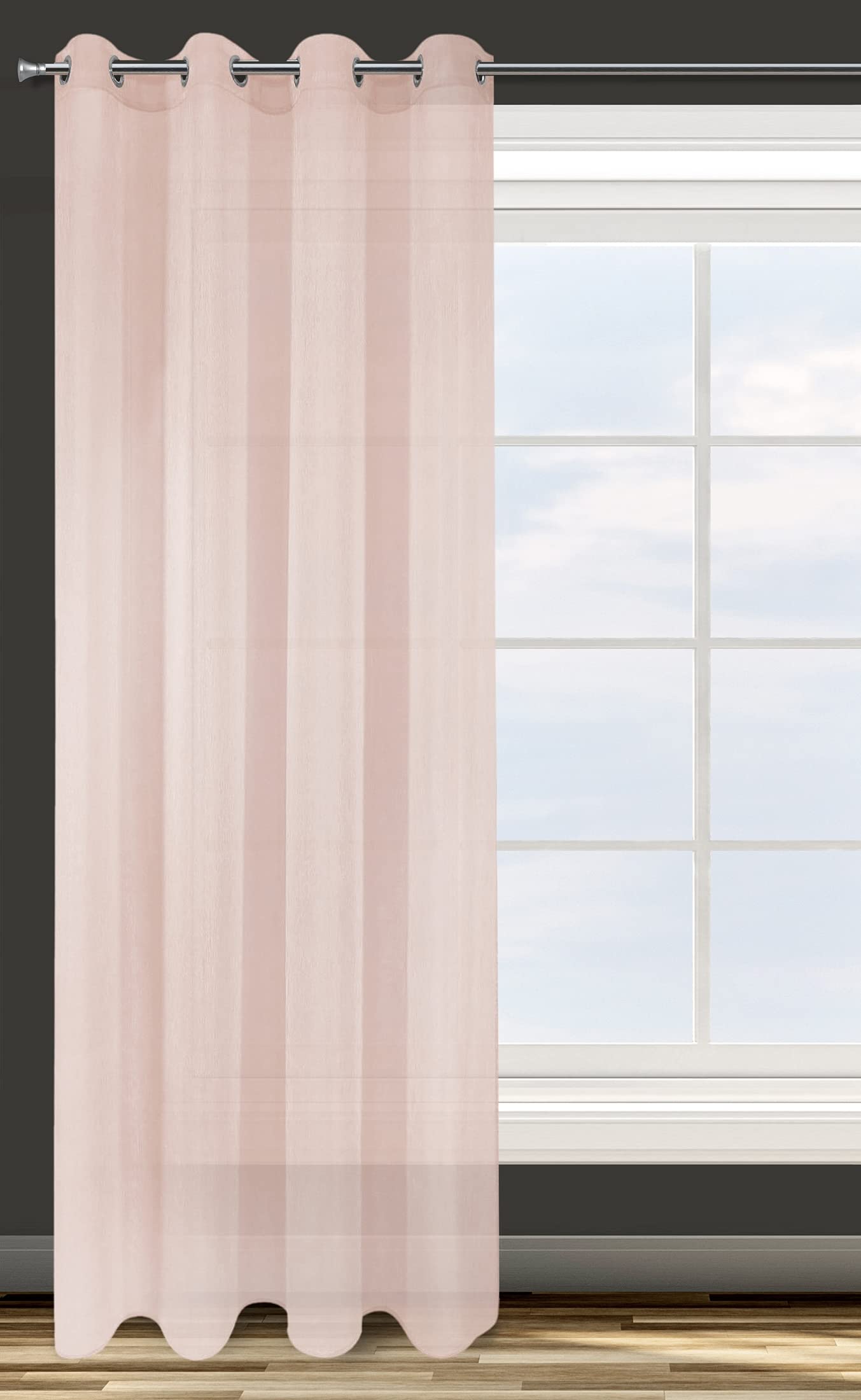 Eurofirany Smooth Transparent 8 Eyelets Soft Curtains Modern Simple Bedroom Children's Room Living Room Pink 140 x 250 cm
