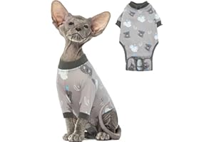 DENTRUN Cat Surgery Recovery Suit Female Male Cats Spay/Neuter Suit Soft Onesie After Surgery, Kitten Surgical Collar Cone Alternative Shirt, Abdominal Wounds Anti-Licking Cat Body Suit Post Surgery