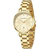 L LAVAREDO Women's Watch Set,18K Gold Plated Bangle Bracelets for Women,Waterproof Ladies Quartz Wrist Watch Included Bracelet Tools