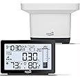 Wireless Digital Rain Gauge with Thermometer, Self-Emptying Rain Collector Monitoring Rainfall,High Precision Remote Rain Gauge Outdoor Indoor for Garden and Yard,Freeze Proof Rain Measure Gauge