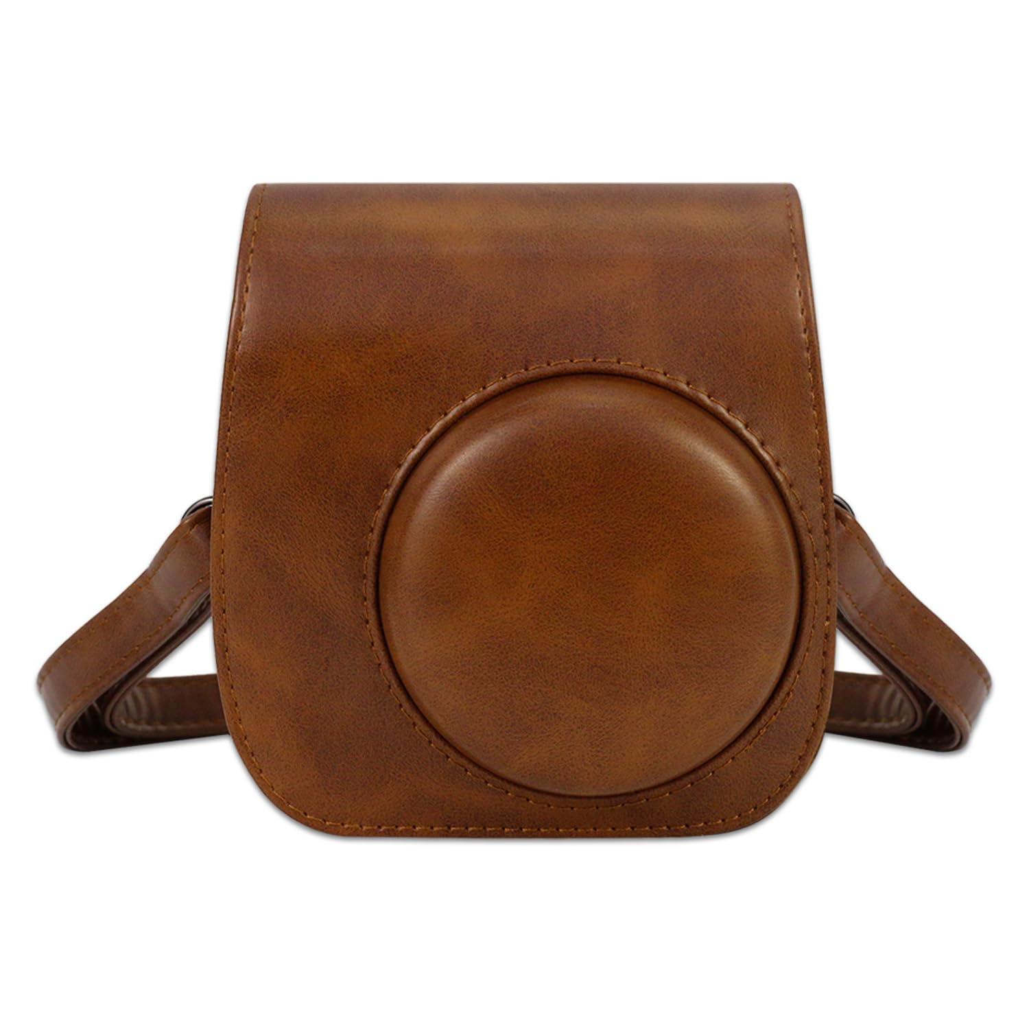 Frankmate Protective Case for Fujifilm Instax Mini 11 Instant Camera - Premium Vegan Leather Bag Cover with Removable Adjustable Strap (Brown)