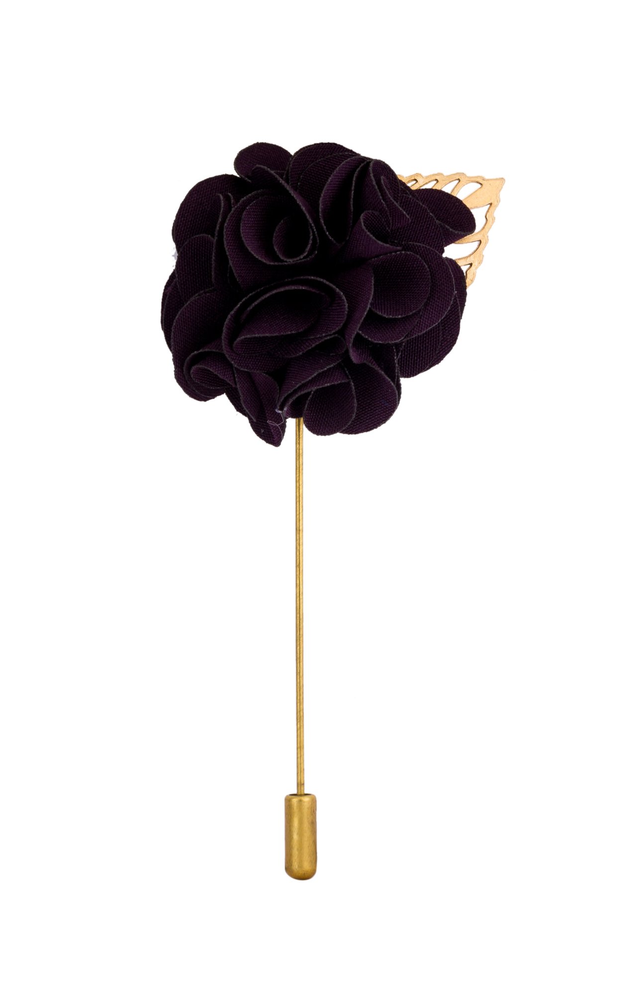 Brooch Lapel Pin for Men Handmade Dark Bunch with Gold Leaf Lapel Pin Badge Coat Suit Wedding Gift Party Shirt Collar Accessories Purple