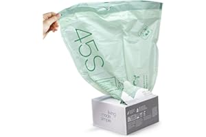 Home Zone Living 13 Gallon Compost Kitchen Trash Bags with Drawstring Handles, BPI-Certified Eco Friendly, Heavy Duty Custom Fit for 50L Recycling Trash Can Liner, Code 45S, 60 Count, Green