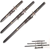 3pc Set Japanese Nija Sword with Display Stand,Iaido Katana Engraved with Nija Pattern On The Scabbard,Not Sharp