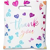 WAKAKO 100 Pack Thank You Bags for Business Small 2.36Mil 18 x16 inch Reusable Merchandise Shopping Bags for Small Business for Party Boutique Clothes